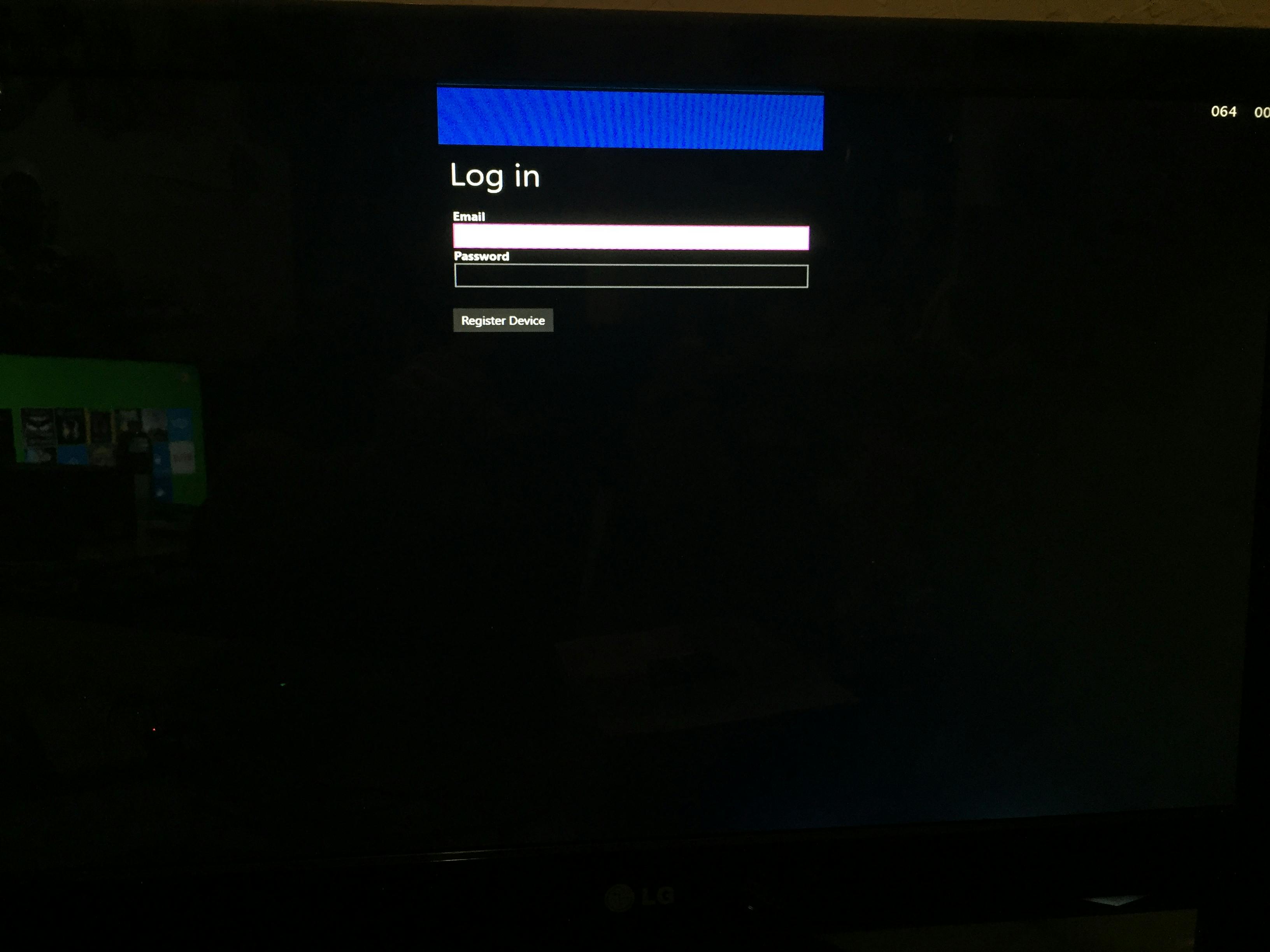 Login screen on IoT app when first launched